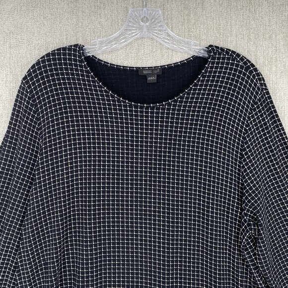 J. Jill Shirt Tunic Long Sleeve Check Grid‎ Top Round Neck Stretch - Picture 5 of 11